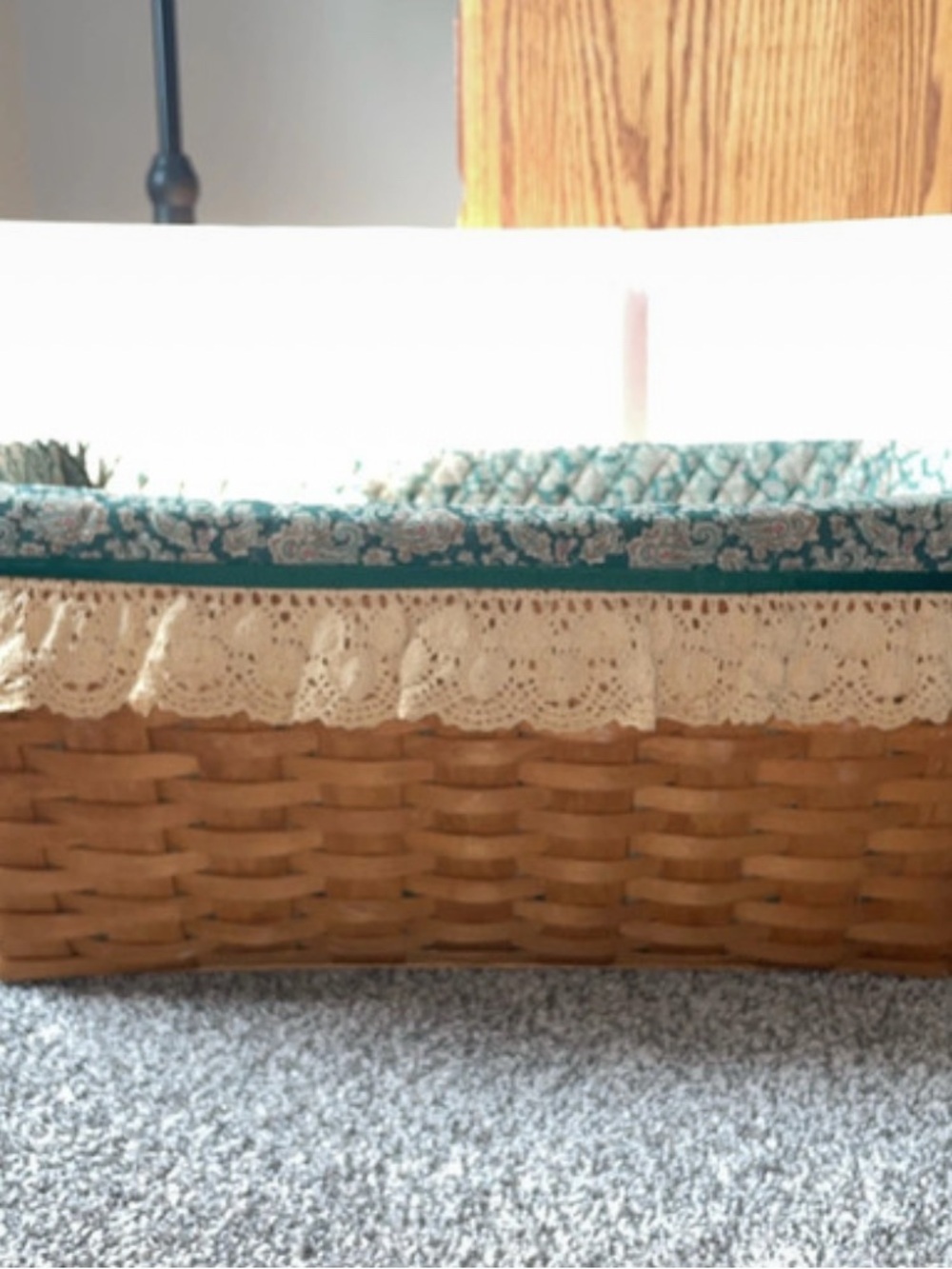 1995 Vintage Longaberger Laundry Basket 24 x 18 × 9 Handmade Quilted Liner